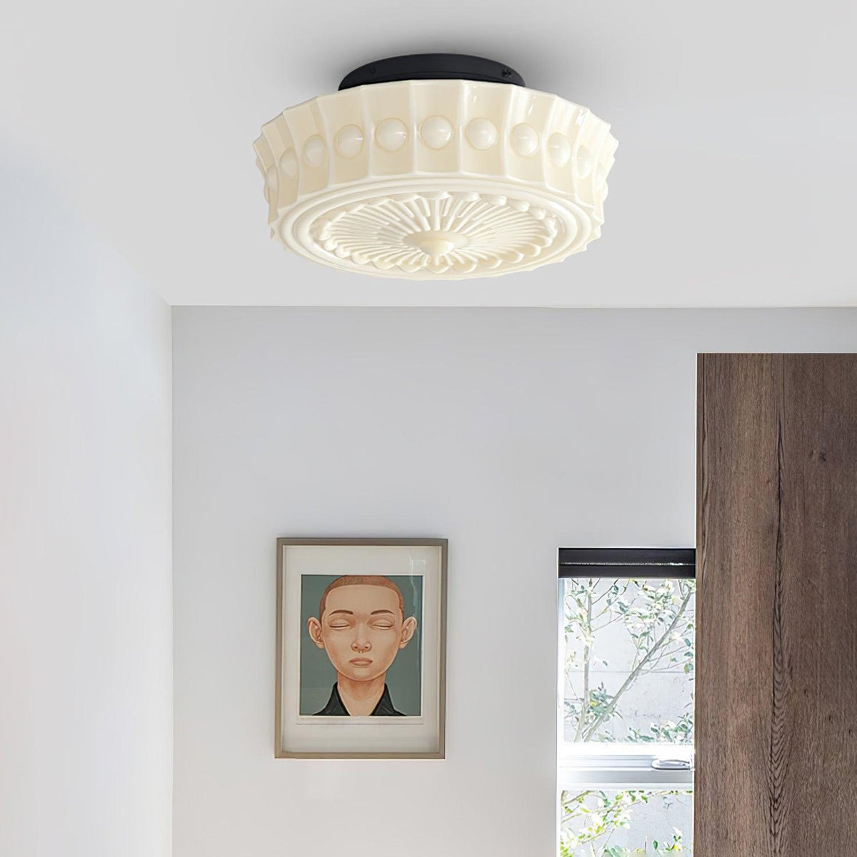 Modern Farmhouse Glass Ceiling Light With Horizon Touch