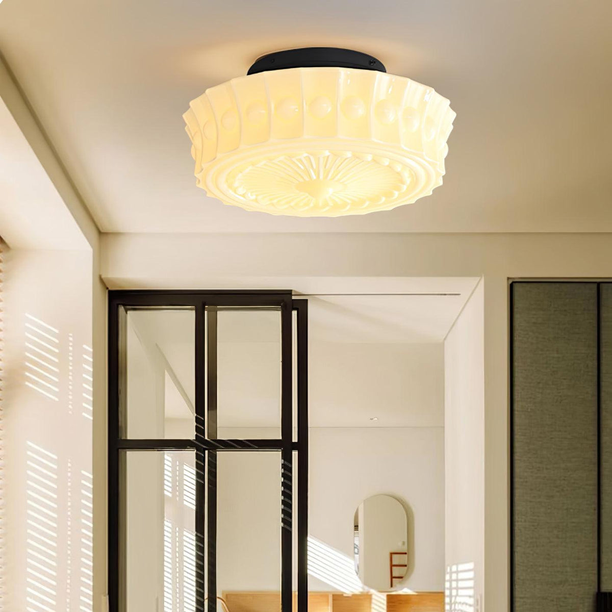 Modern Farmhouse Glass Ceiling Light With Horizon Touch