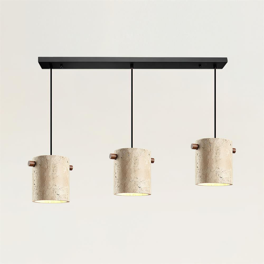 Natural Stone Shade Multi Head Travertine Pendant Lamp