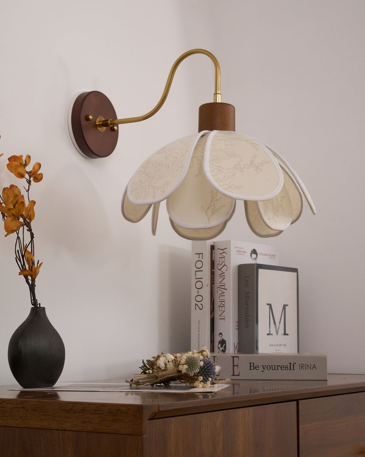 Floral Glass Wall Light Heritage Damp Rated