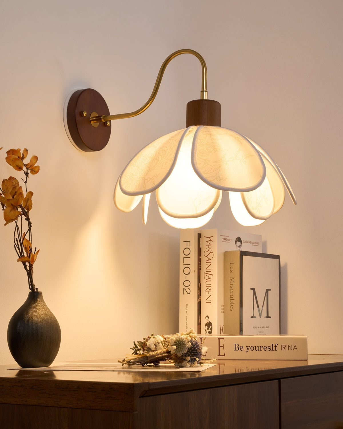 Floral Glass Wall Light Heritage Damp Rated