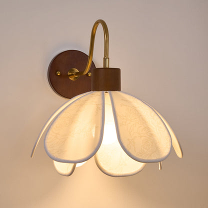 Floral Glass Wall Light Heritage Damp Rated