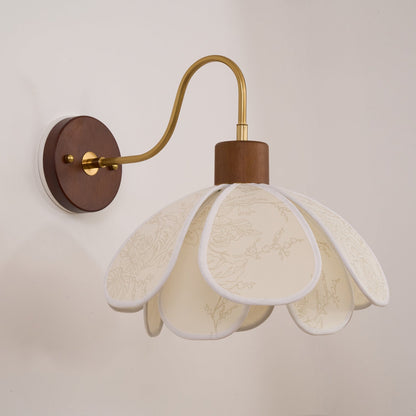 Floral Glass Wall Light Heritage Damp Rated