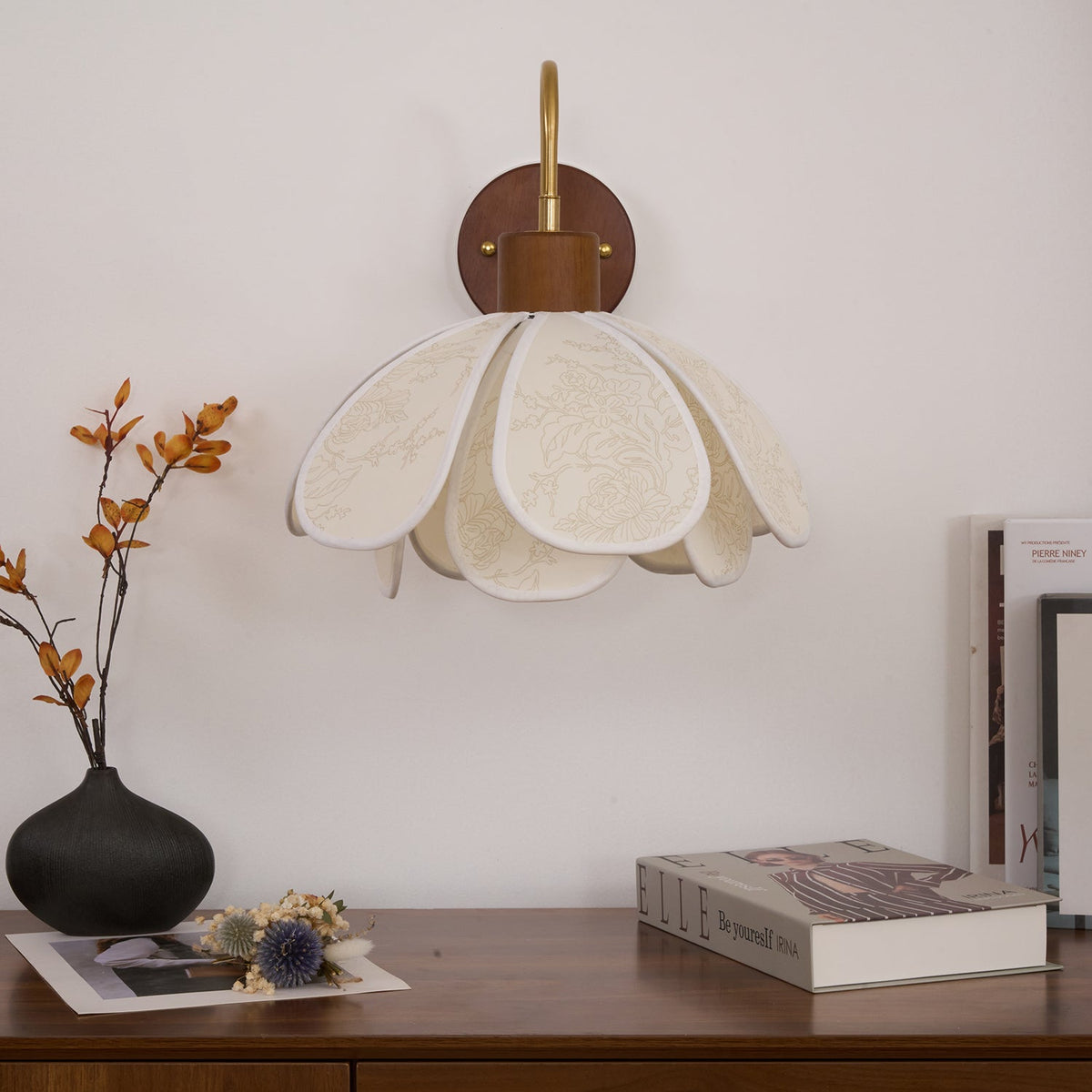 Floral Glass Wall Light Heritage Damp Rated