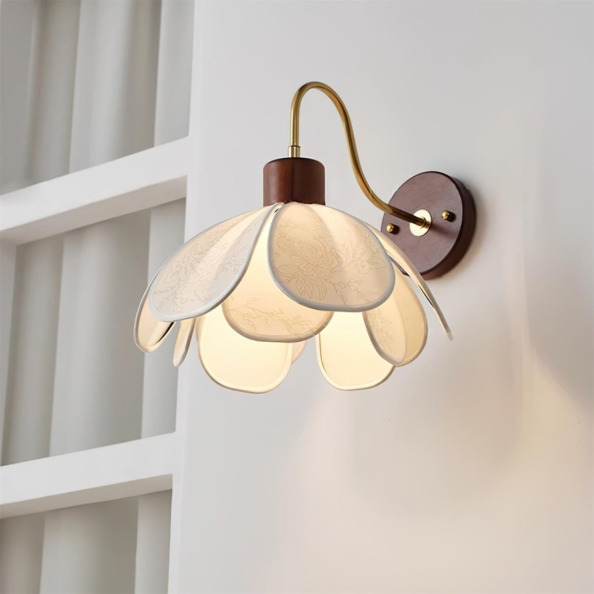 Floral Glass Wall Light Heritage Damp Rated