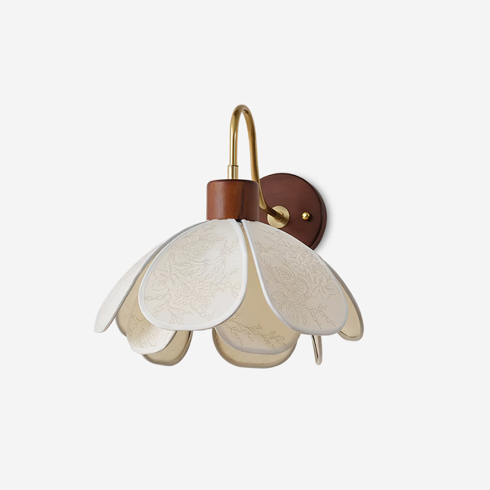 Floral Glass Wall Light Heritage Damp Rated