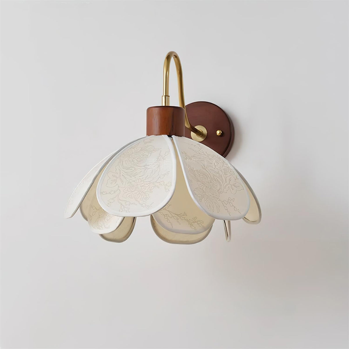 Floral Glass Wall Light Heritage Damp Rated