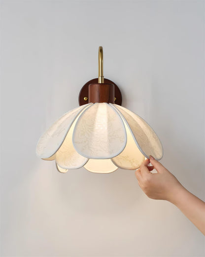 Floral Glass Wall Light Heritage Damp Rated