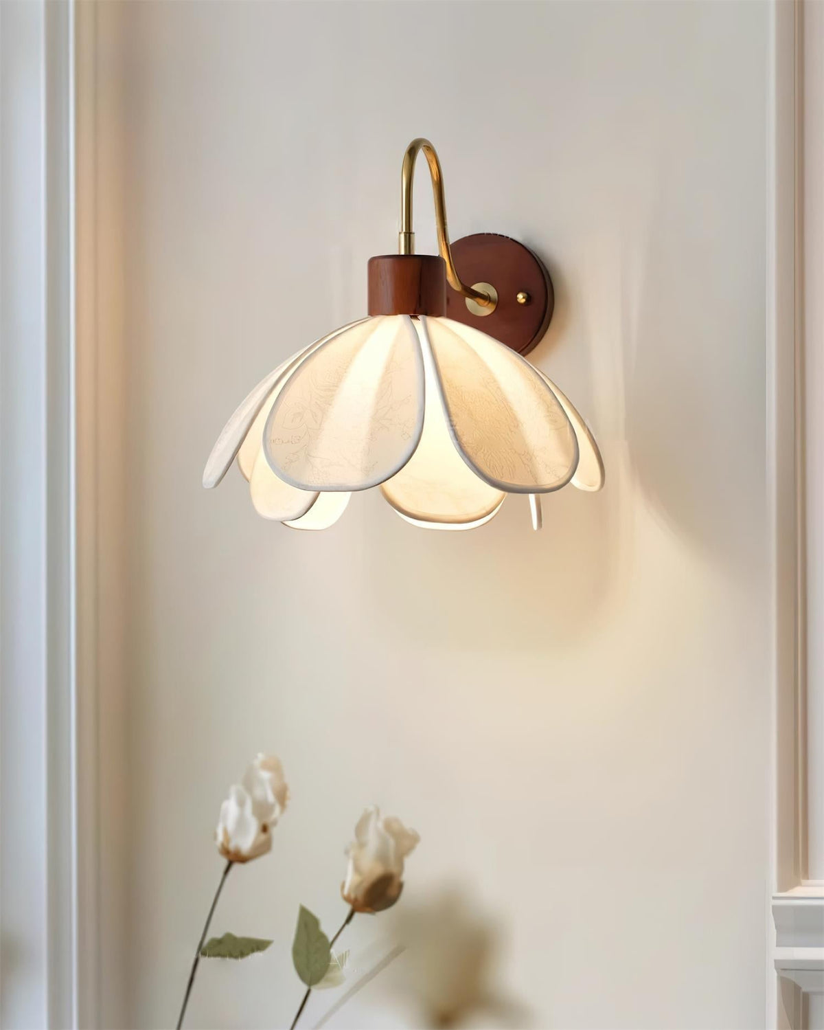 Floral Glass Wall Light Heritage Damp Rated