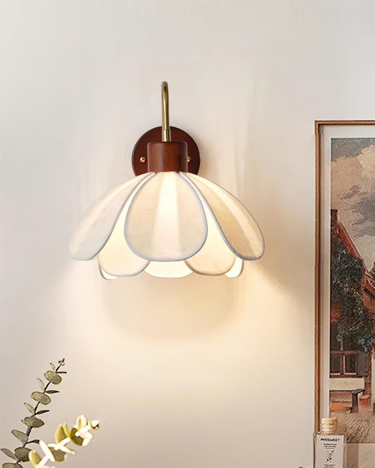 Floral Glass Wall Light Heritage Damp Rated