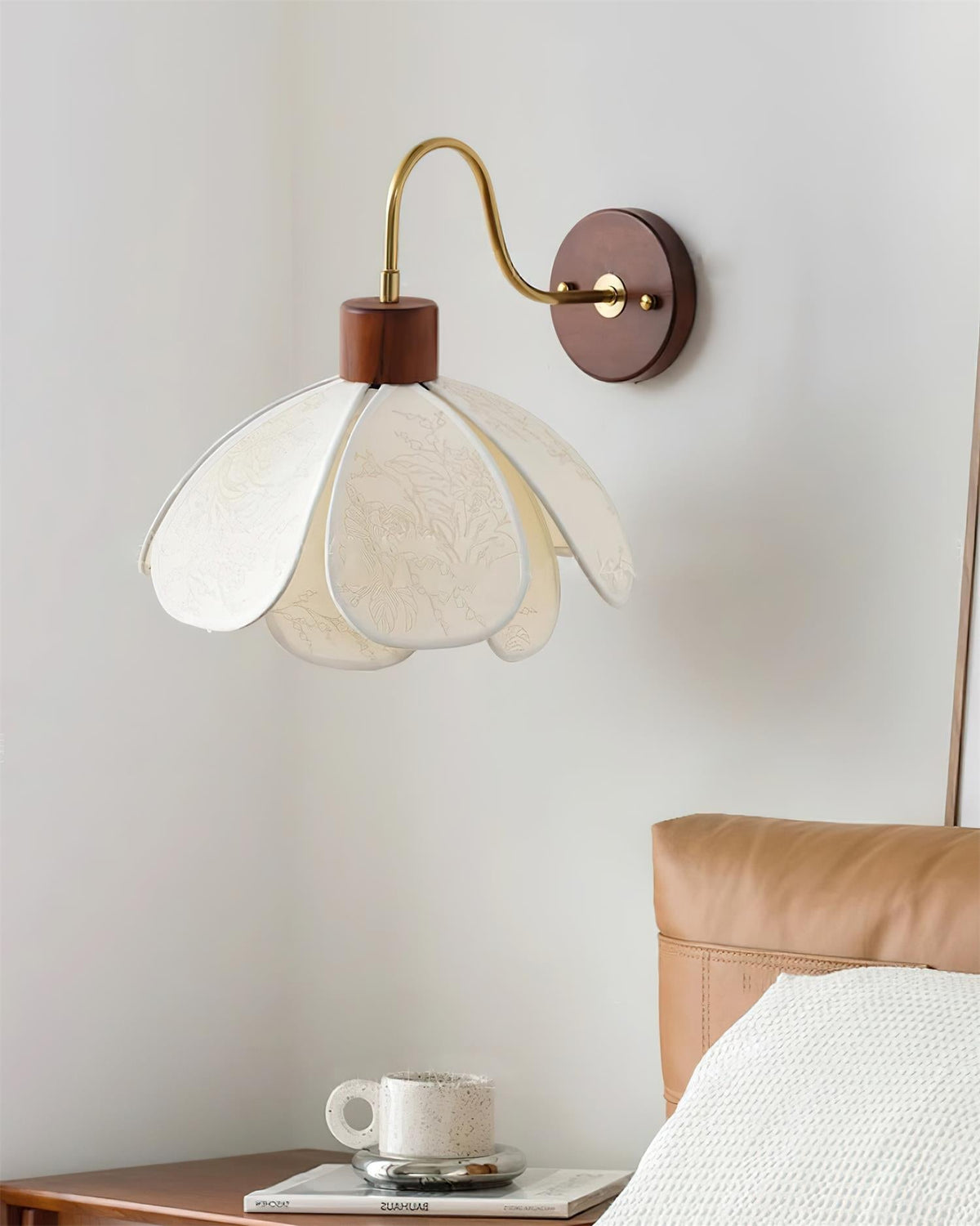 Floral Glass Wall Light Heritage Damp Rated