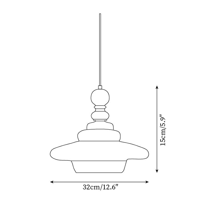 Walnut Accent Retro Pendant Light With Yellow Glass