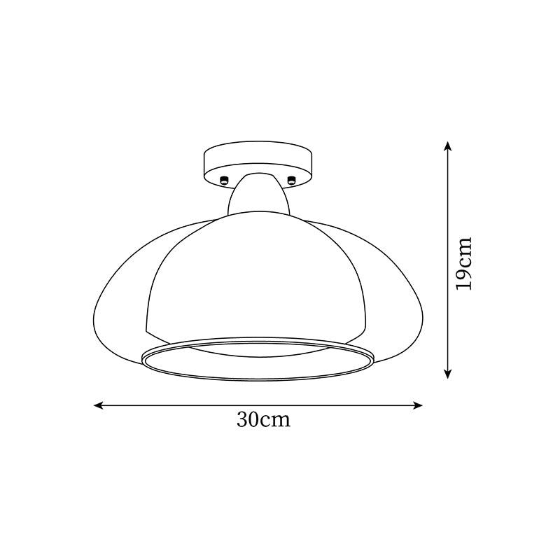 Semi Flush Damp Rated Ceiling Light Amber Glass And Rubber Wood