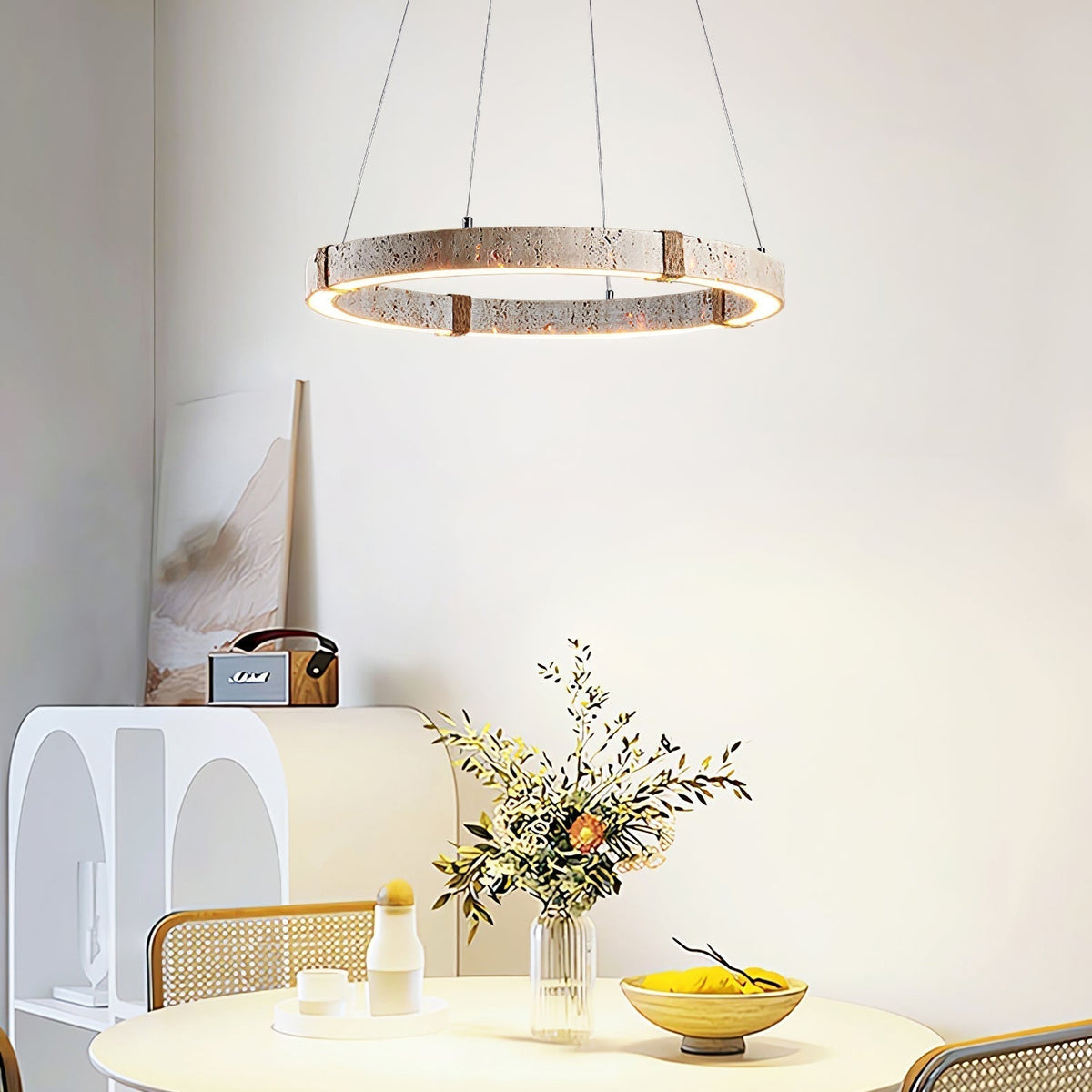 Travertine Ring Pendant Light Serene Ambience