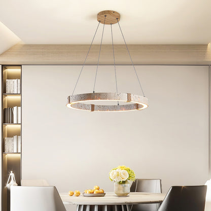 Travertine And Wood Calm Ambience Pendant Light