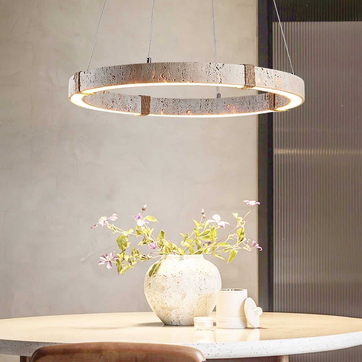 Travertine Ring Pendant Light Serene Ambience