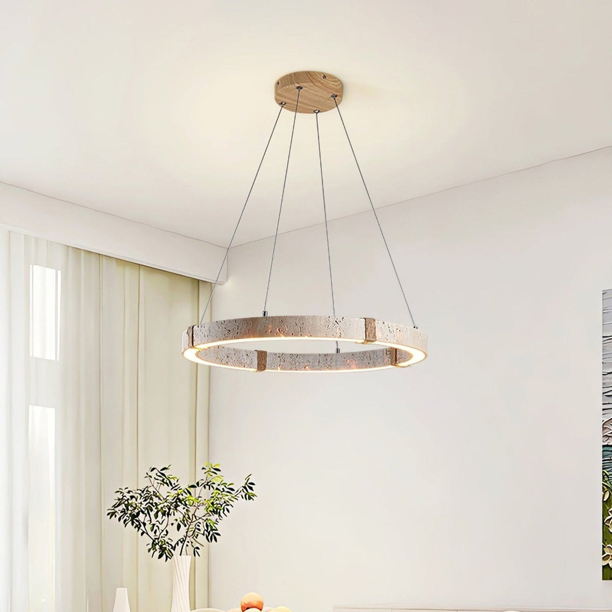 Travertine Ring Pendant Light Serene Ambience