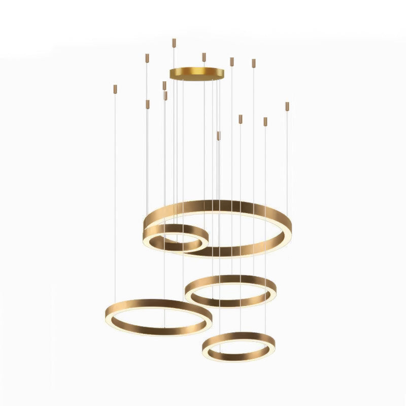 LED Pendant Light With Adjustable Design Gold Ring