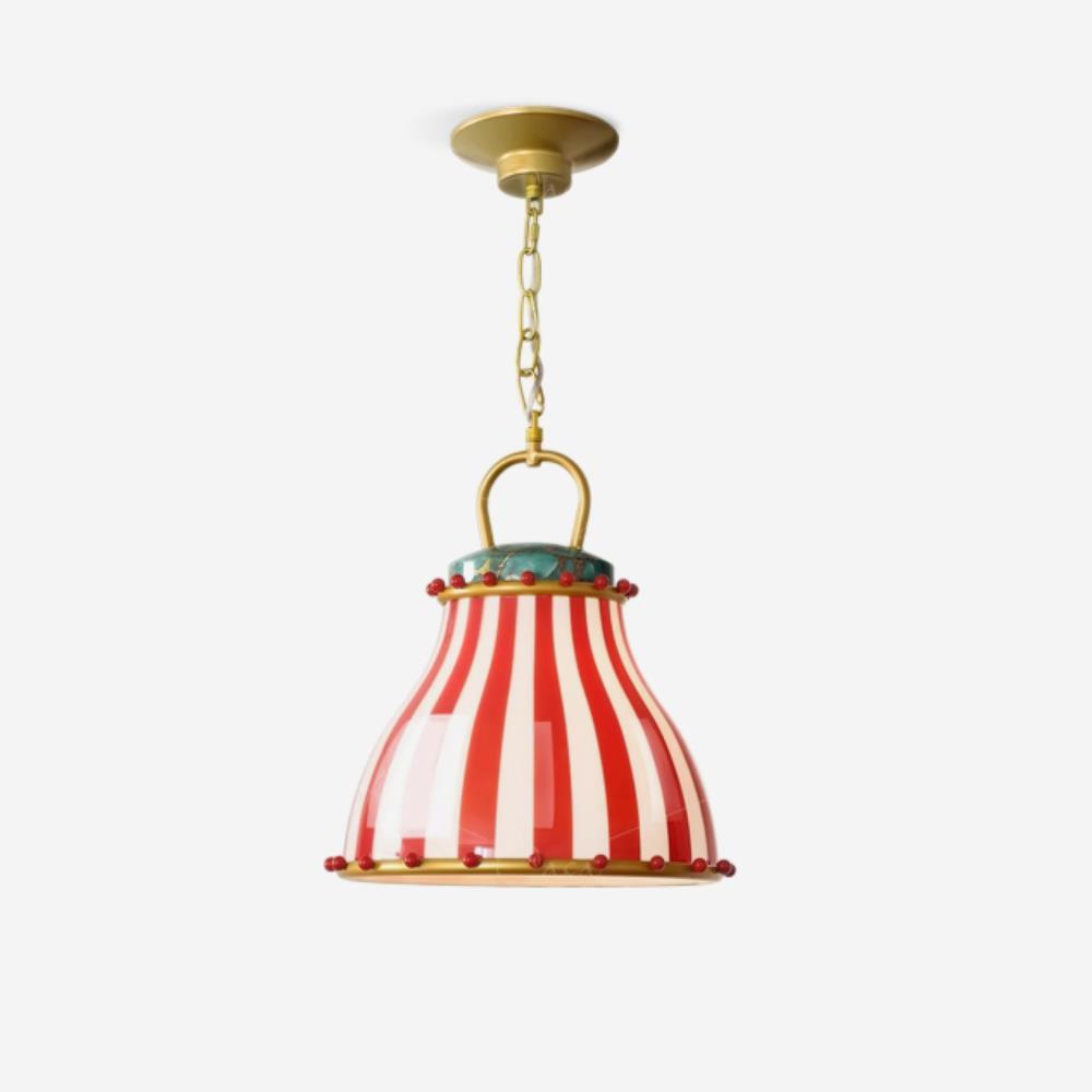 Glass Pendant Light Striking Red And White Striped