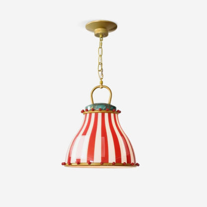 Glass Pendant Light Striking Red And White Striped