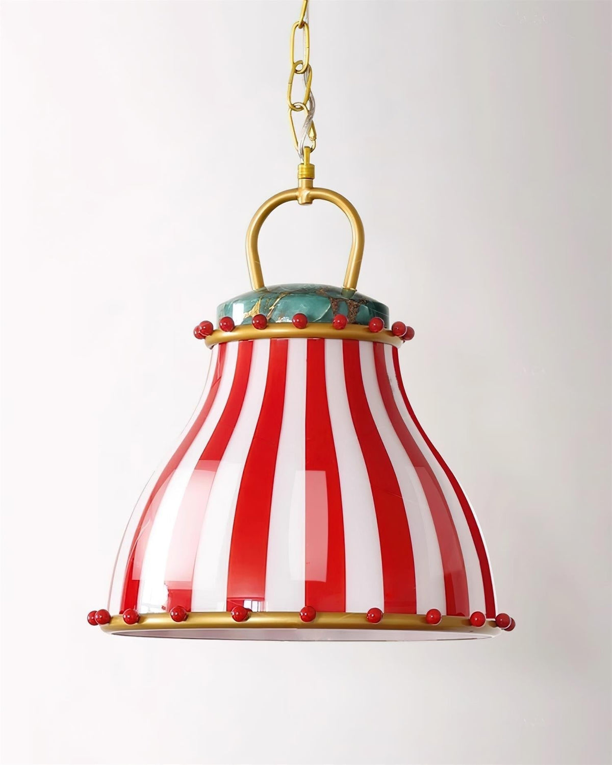 Glass Pendant Light Striking Red And White Striped