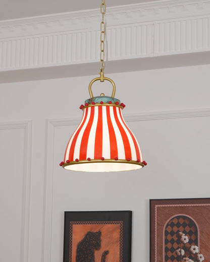 Glass Pendant Light Striking Red And White Striped