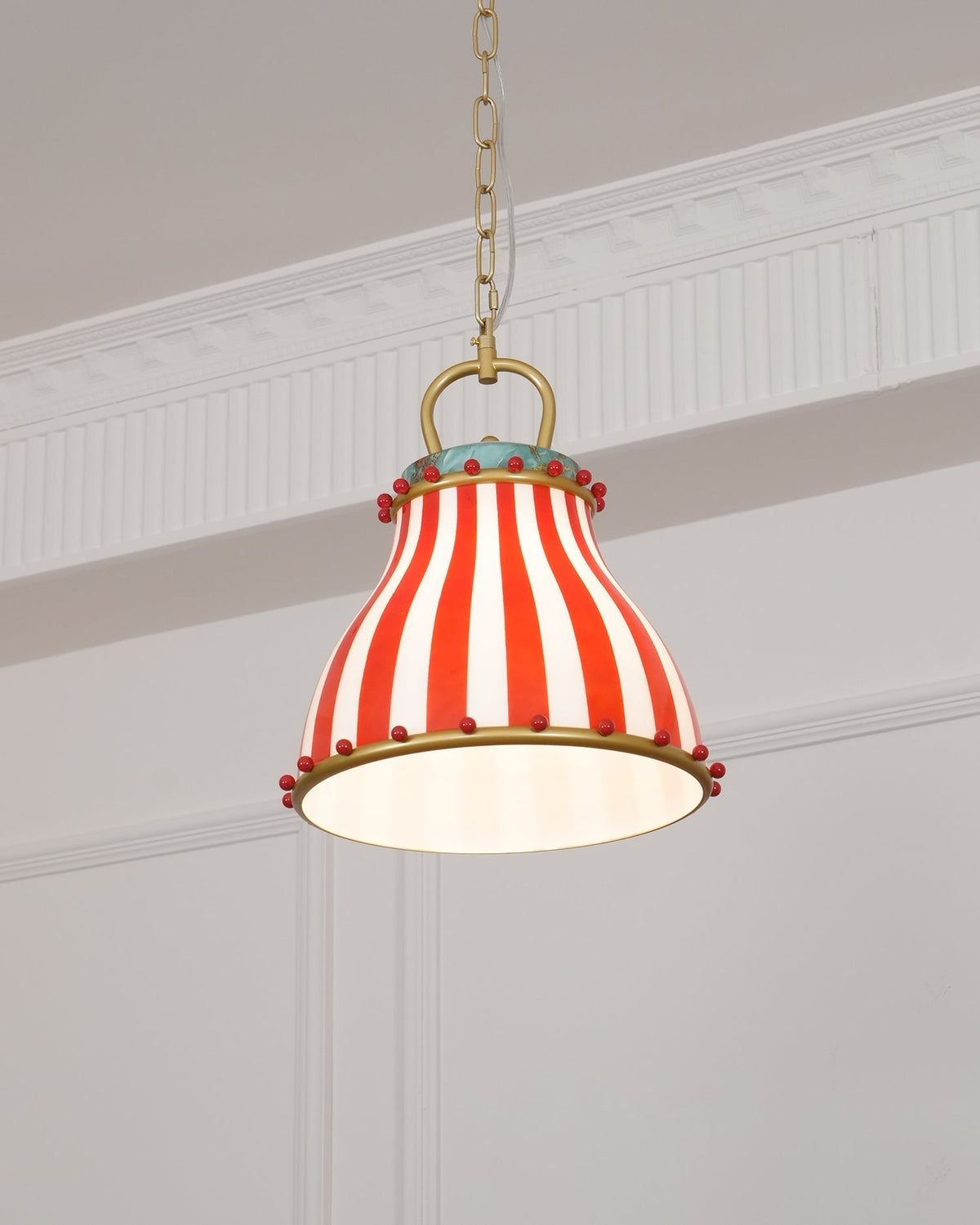 Glass Pendant Light Striking Red And White Striped