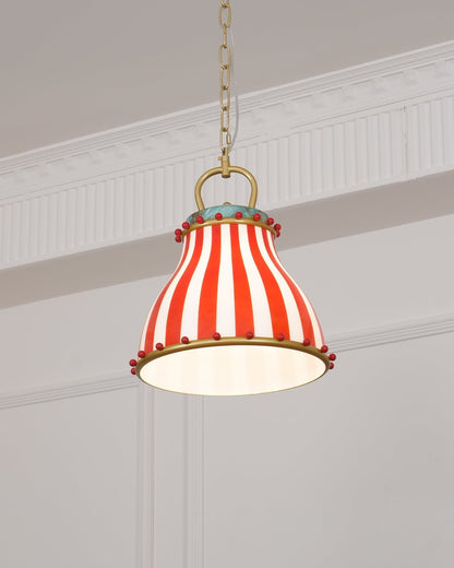 Glass Pendant Light Striking Red And White Striped