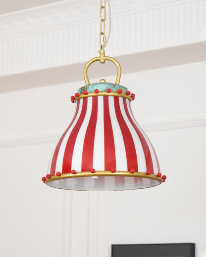 Glass Pendant Light Striking Red And White Striped