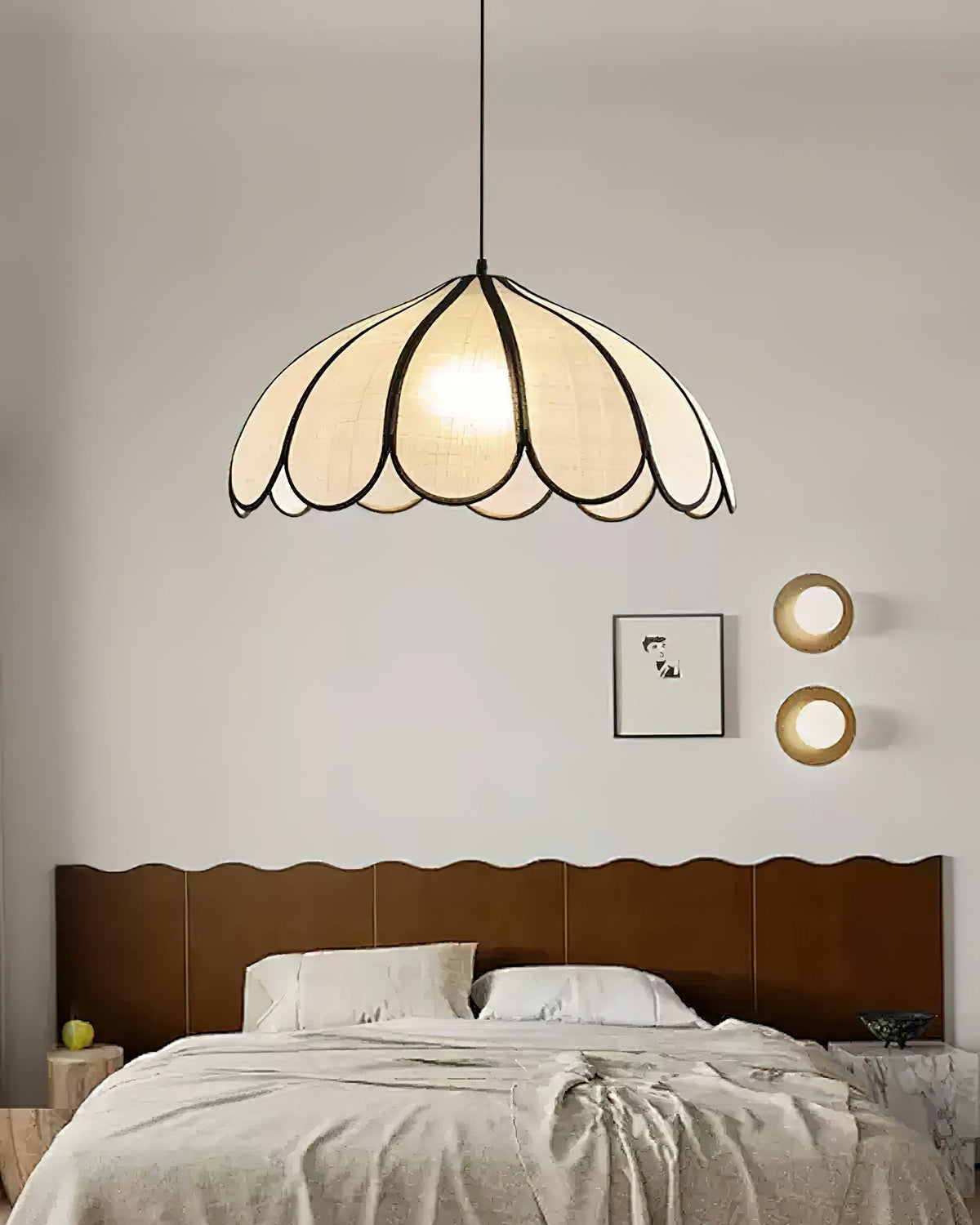 Warm Ambience Scalloped Plant Fiber Pendant Lamp