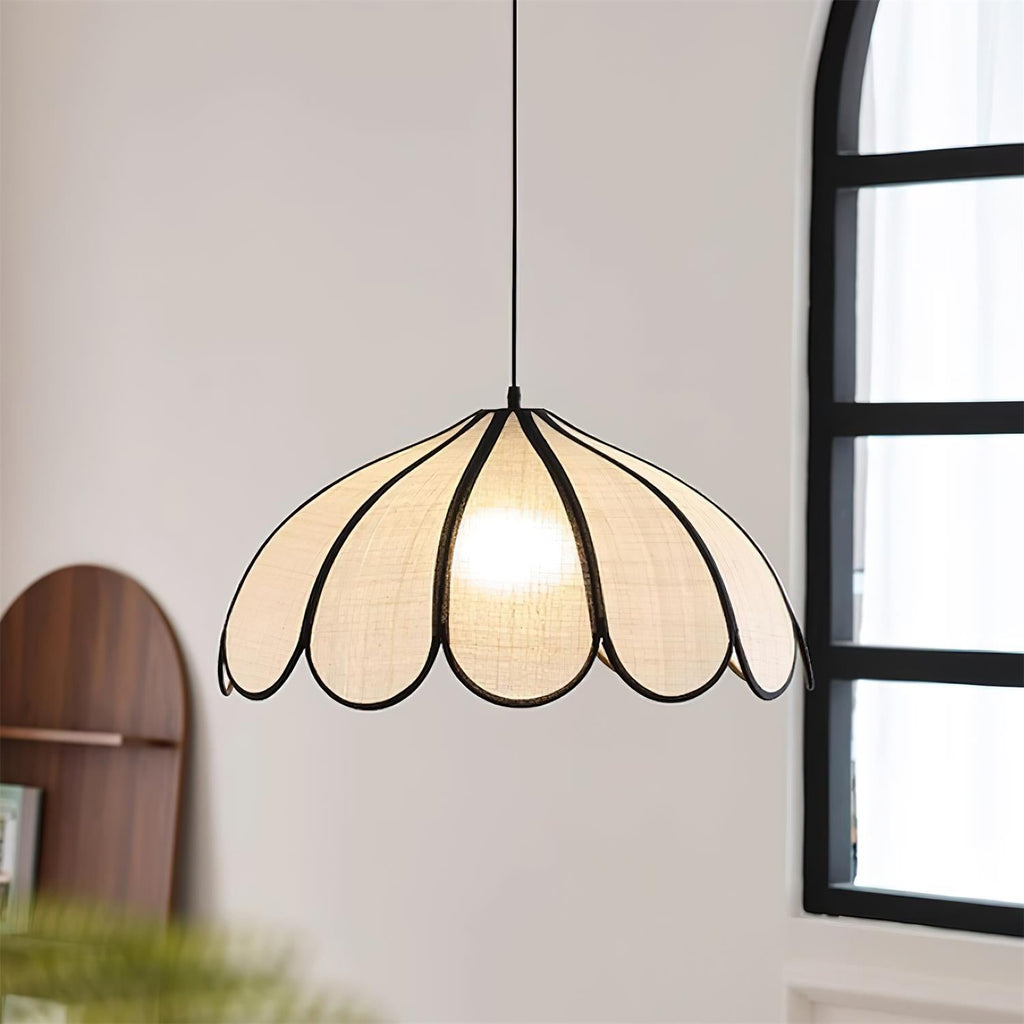 Warm Ambience Scalloped Plant Fiber Pendant Lamp
