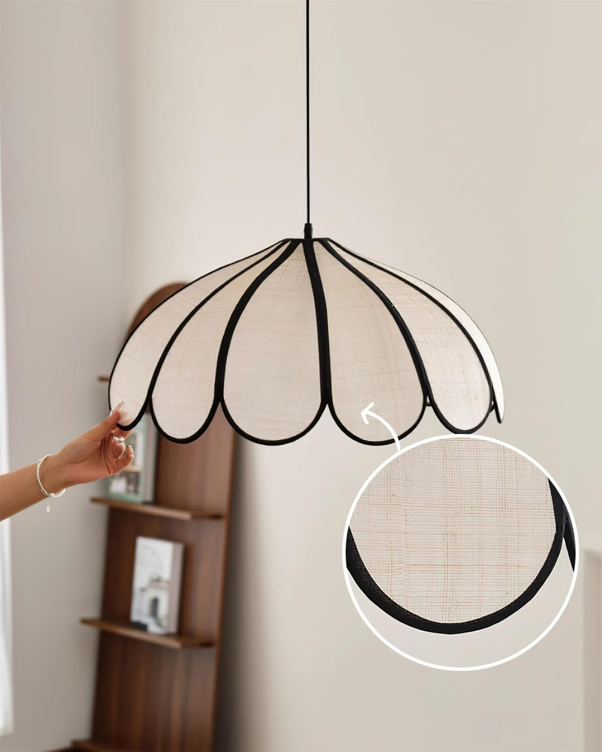 Warm Ambience Scalloped Plant Fiber Pendant Lamp
