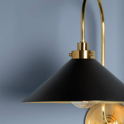 Conical Shade Helena Vintage Brass Wall Light