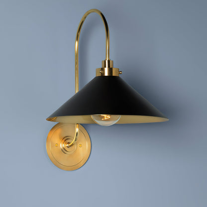 Conical Shade Helena Vintage Brass Wall Light