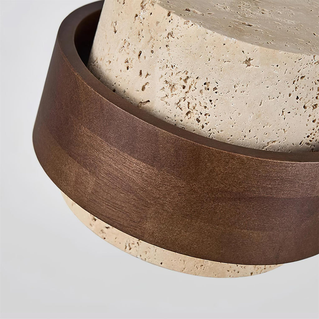 Walnut Accent Natural Travertine Pendant Light