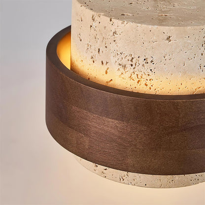 Warmth Walnut Band Pendant Light With Travertine