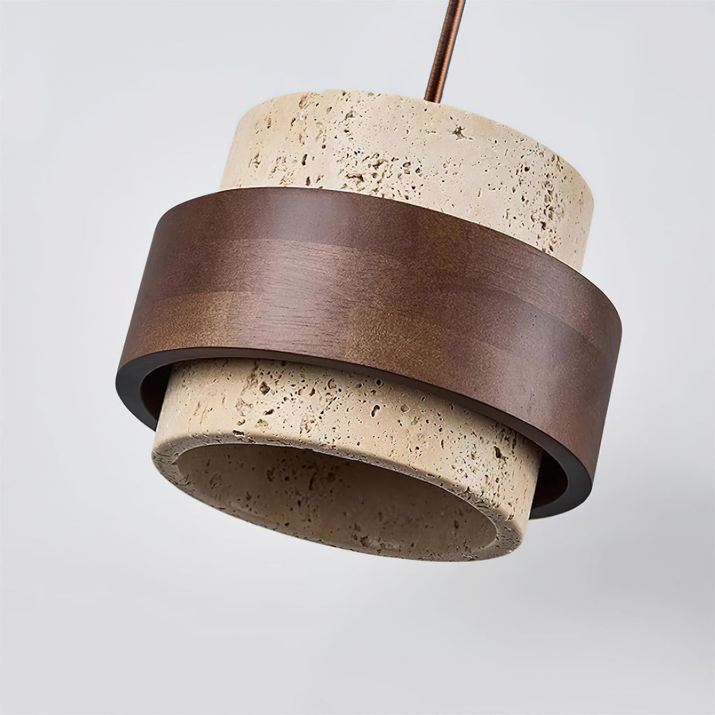 Walnut Accent Natural Travertine Pendant Light