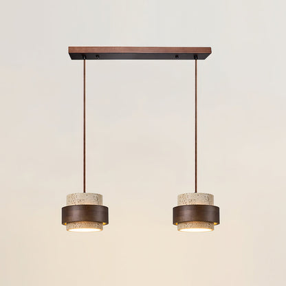 Warmth Walnut Band Pendant Light With Travertine