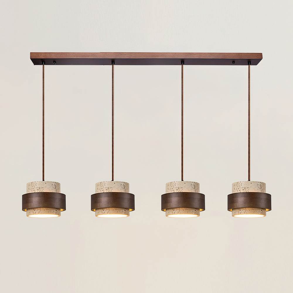 Warmth Walnut Band Pendant Light With Travertine