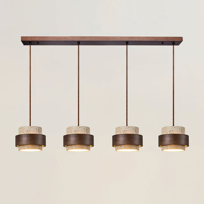 Warmth Walnut Band Pendant Light With Travertine