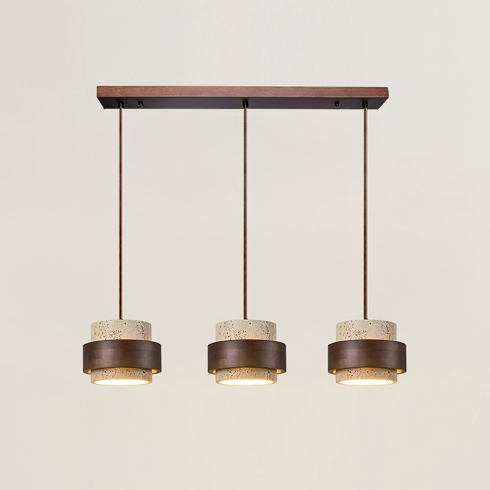 Warmth Walnut Band Pendant Light With Travertine