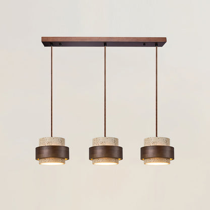 Warmth Walnut Band Pendant Light With Travertine