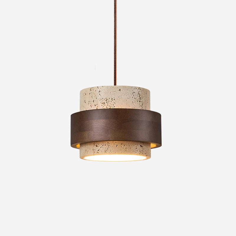 Warmth Walnut Band Pendant Light With Travertine