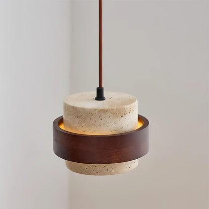 Warmth Walnut Band Pendant Light With Travertine