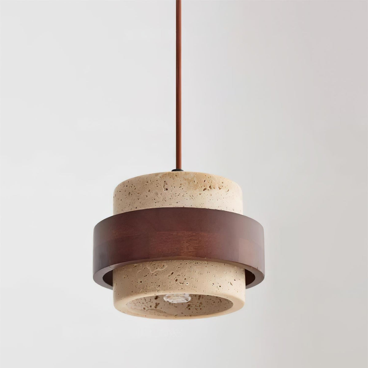 Warmth Walnut Band Pendant Light With Travertine