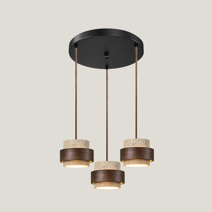 Warmth Walnut Band Pendant Light With Travertine