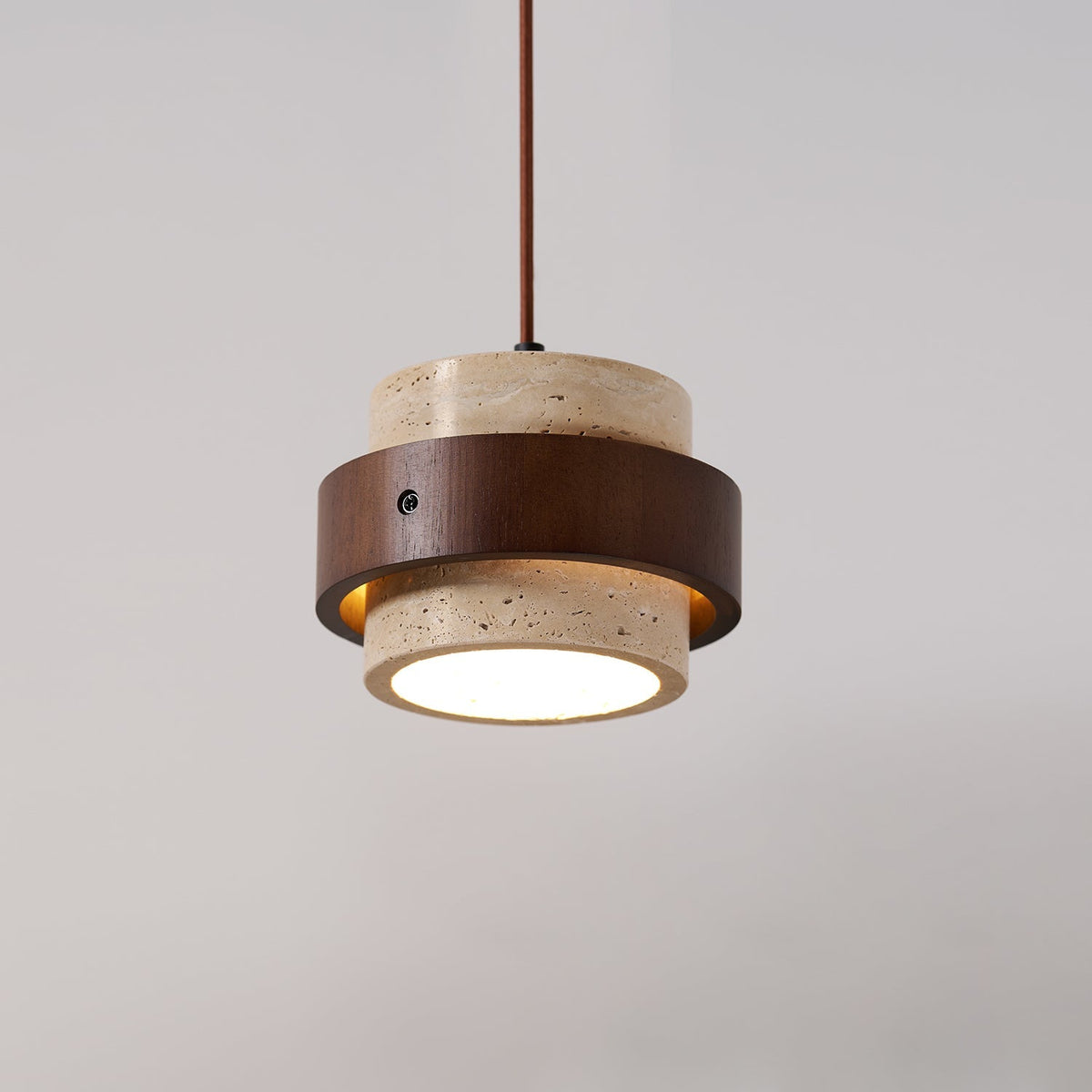 Warmth Walnut Band Pendant Light With Travertine