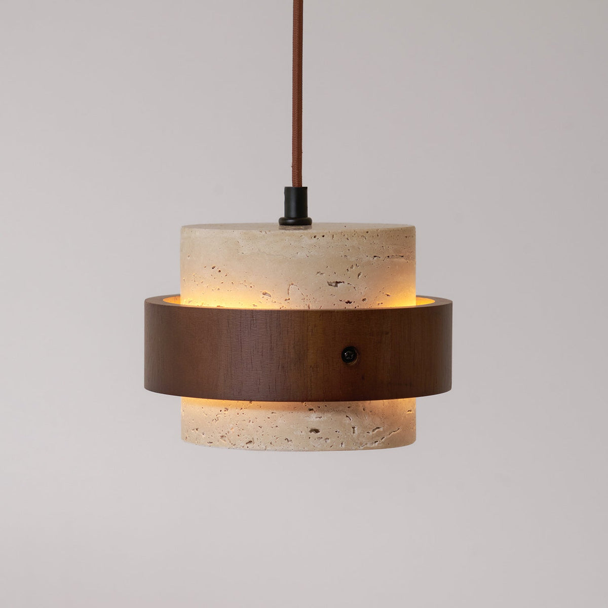 Warmth Walnut Band Pendant Light With Travertine
