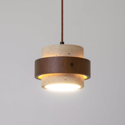 Warmth Walnut Band Pendant Light With Travertine
