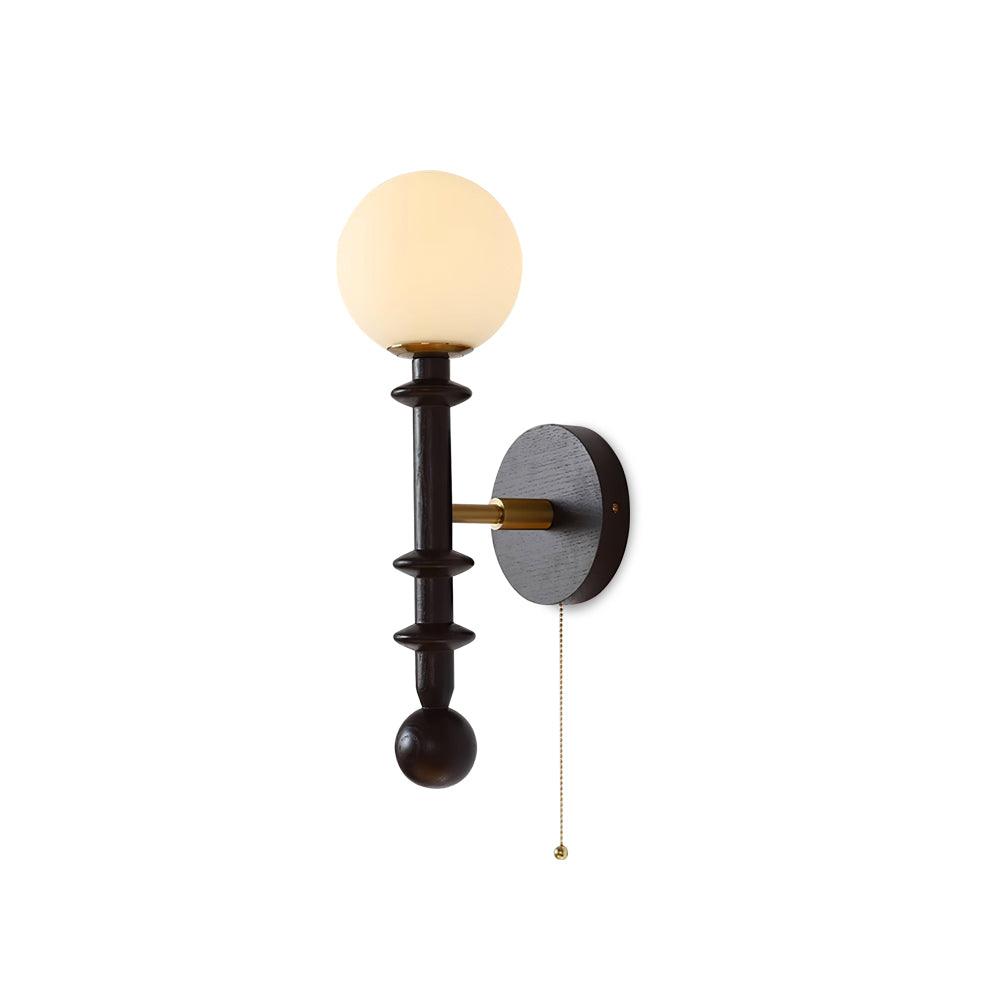 Wood And Glass Globe Wall Light With Damp Rated And E26 E27 Socket
